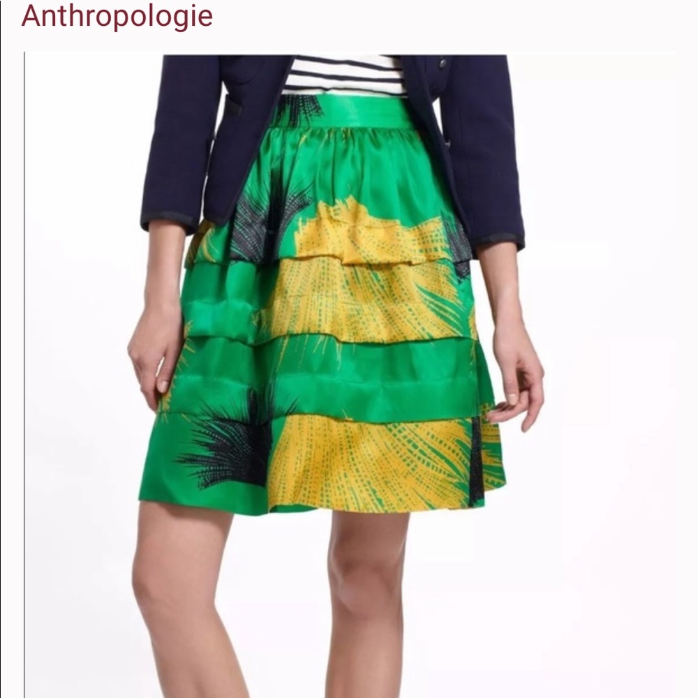 Anthropologie Sariah Tiered Silk Skirt